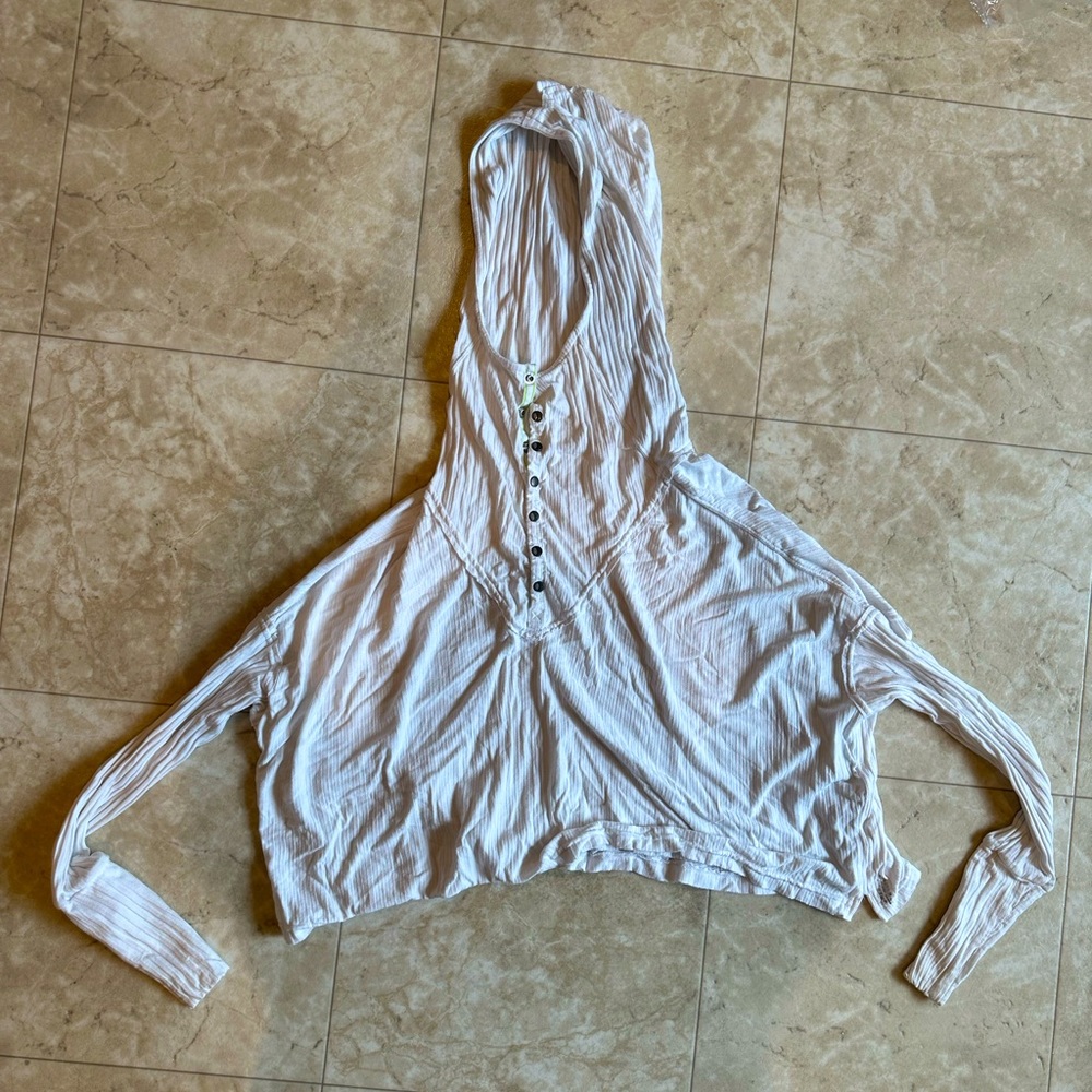 Free People white cropped athletic hoodie - Size S